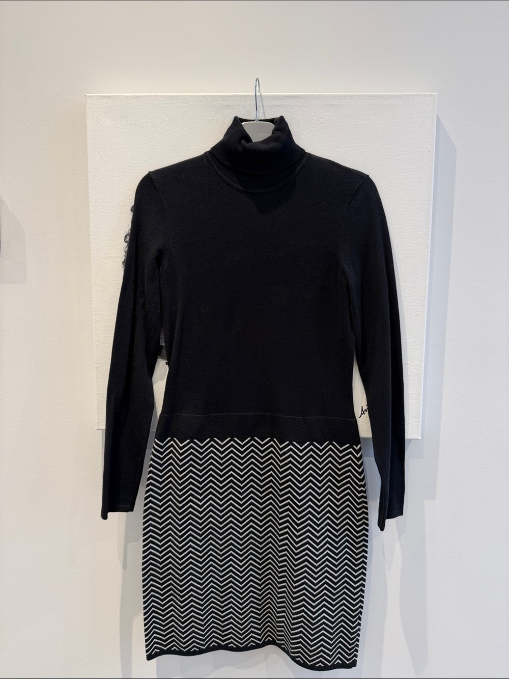 Lauren Ralph Lauren Black & White Turtleneck Sweater Dress